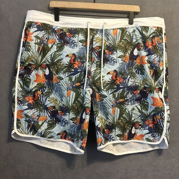 Johnnie-O Aventura Lined Swim Trunks Mens Size XXL 2XL Tropical Floral Toucan - Picture 4 of 15